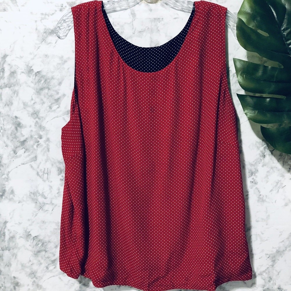Koret Reversible Sleeveless Blouse Womens Plus Size 18 Red Black Polka dot